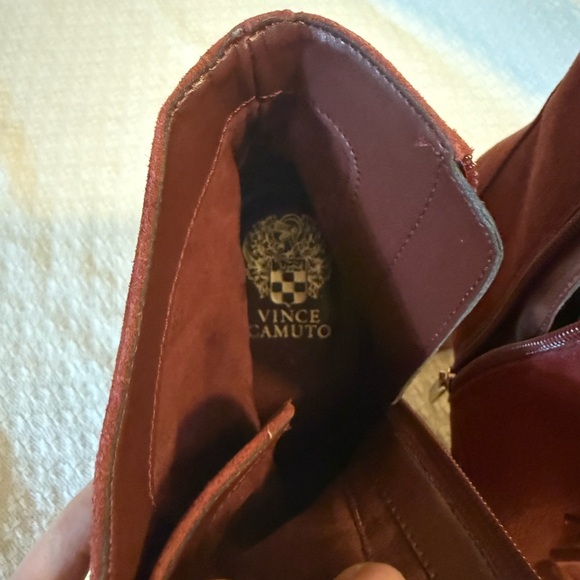 Vince Camuto Red Suede Heeled Boots - Picture 9 of 15